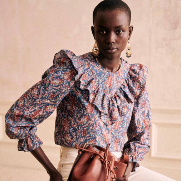 Sezane Tops - Sezane West Shirt Ranch Marine - Size 36